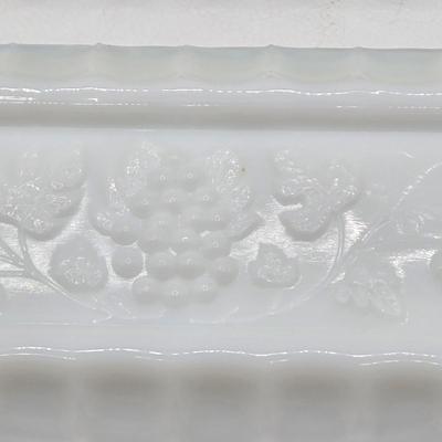 LOT 1K: Vintage Milk Glass Vase, Creamer and Sugar, Salt and Pepper, Divided Serving Dish, Butter Dish, and More