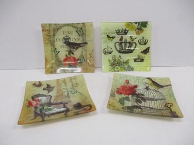 Decorative Glass Trinket Plates 6" x 6"