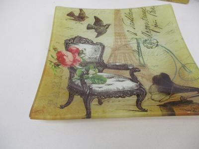 Decorative Glass Trinket Plates 6" x 6"