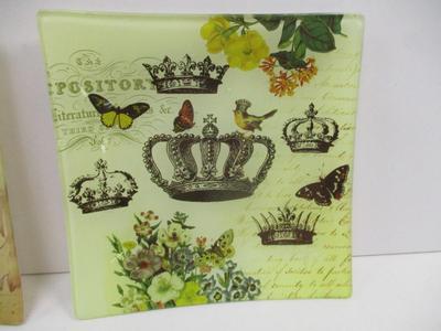 Decorative Glass Trinket Plates 6" x 6"