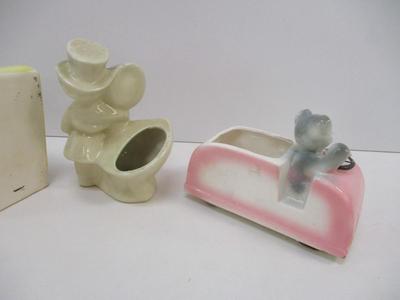 Rubens Bear Pottery Vintage Pottery Couple Vintage Thames Japan Christmas Snowman Bookends Hand Painted Book Ends