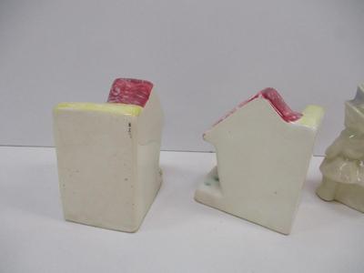 Rubens Bear Pottery Vintage Pottery Couple Vintage Thames Japan Christmas Snowman Bookends Hand Painted Book Ends
