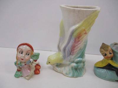 Salt Shaker Dutch Girl Wall Pocket Planter Love Birds Japan Elf Pixie Boot Planter