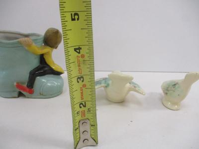 Salt Shaker Dutch Girl Wall Pocket Planter Love Birds Japan Elf Pixie Boot Planter