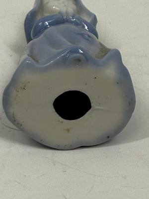 Vintage MCXM Inarco Praying Nun and Kissing Angel Figurines Blue Dresses Japan - Porcelain/Ceramic
