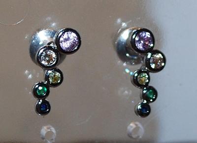 5 Encircled Colored Stones Earrings Set (½") with a Stud Style Clasp