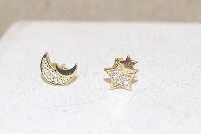 Small "Stars & Moon" Earrings Set (½") with a Stud Style Clasp