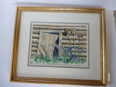 Original Framed Watercolor by Schilling – “Ephraim’s Shed” – Rustic Americana