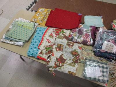 Assortment Of Lines Table Cloths Place Mats Patches