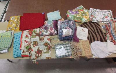 Assortment Of Lines Table Cloths Place Mats Patches