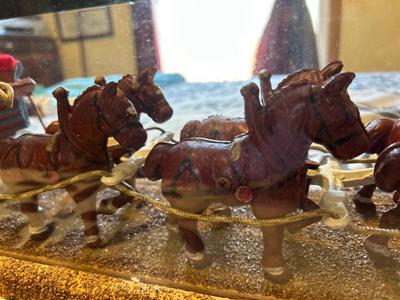 CAST IRON CLYDESDALES PULLING A COVERED WAGON
