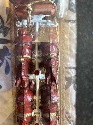 CAST IRON CLYDESDALES PULLING A COVERED WAGON