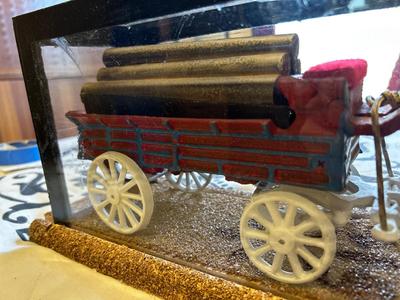 CAST IRON CLYDESDALES PULLING A COVERED WAGON