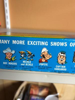 1961 PULL A SHOW PROJECTOR SLIDES AND FISHER PRICE PULL TOY PELICAN