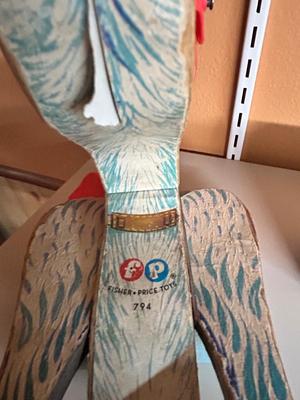 1961 PULL A SHOW PROJECTOR SLIDES AND FISHER PRICE PULL TOY PELICAN