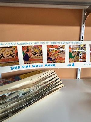 1961 PULL A SHOW PROJECTOR SLIDES AND FISHER PRICE PULL TOY PELICAN