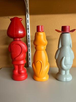 1965 SOAKY BUBBLE BATH CHARACTER BOTTLES