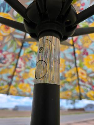 Floral Patio Umbrella with Base – Vintage-Inspired Outdoor Shade with weighted umbrella stand