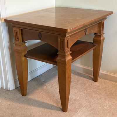 Inlaid Wooden End Table with Shelf (PB-HS)