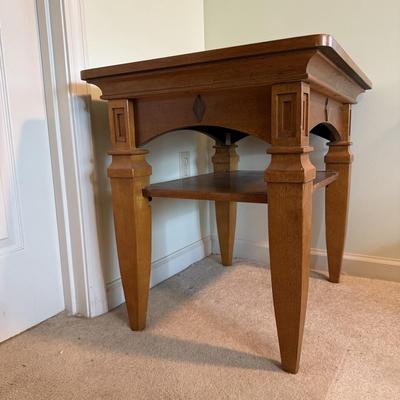 Inlaid Wooden End Table with Shelf (PB-HS)