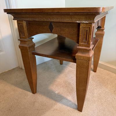 Inlaid Wooden End Table with Shelf (PB-HS)