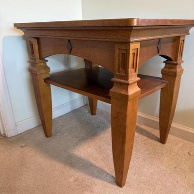 Inlaid Wooden End Table with Shelf (PB-HS)