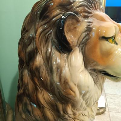LOT 28: MCM 3ft Ceramic Lion Statue