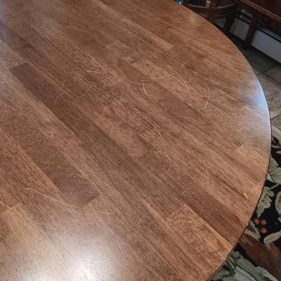 LOT 29: Round Pedestal Table with (2) Velvet Dining Chairs