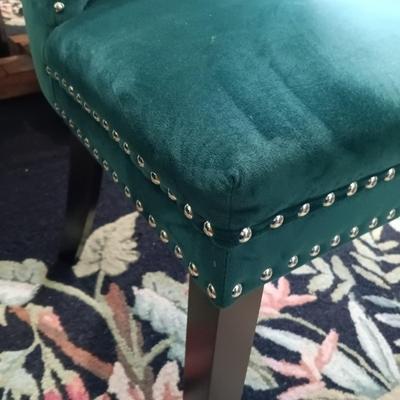 LOT 29: Round Pedestal Table with (2) Velvet Dining Chairs