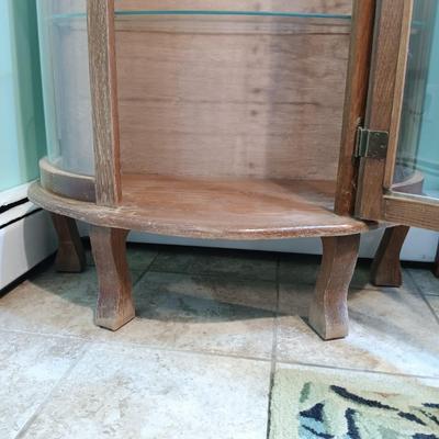 LOT 30: Vintage Curved Glass Curio Cabinet