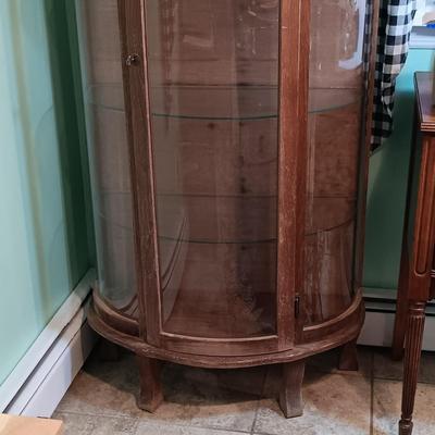 LOT 30: Vintage Curved Glass Curio Cabinet