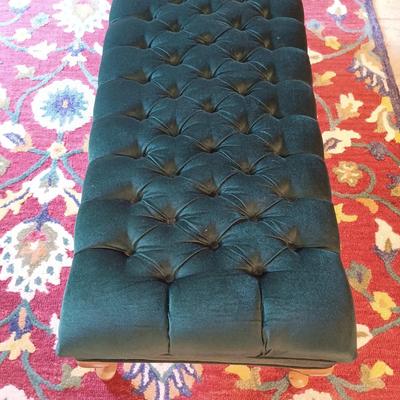 LOT 31: Tufted Green Velvet Upholstered Bench
