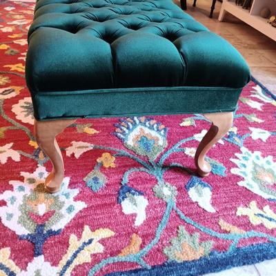 LOT 31: Tufted Green Velvet Upholstered Bench