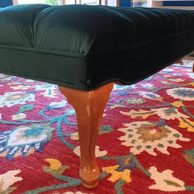 LOT 31: Tufted Green Velvet Upholstered Bench