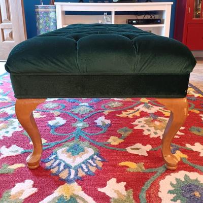 LOT 31: Tufted Green Velvet Upholstered Bench