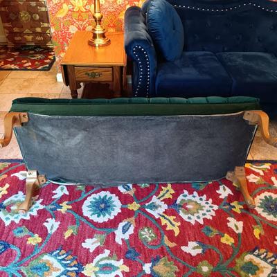 LOT 31: Tufted Green Velvet Upholstered Bench