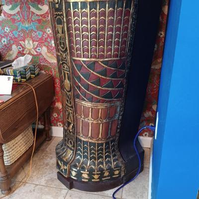 LOT 32: Life Size 6ft Wood King Tut Sarcophagus Cabinet