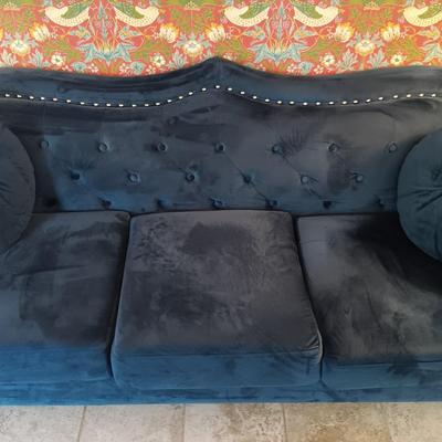 LOT 33: US Pride Furniture Blue Velvet Sofa