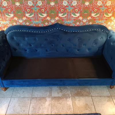 LOT 33: US Pride Furniture Blue Velvet Sofa