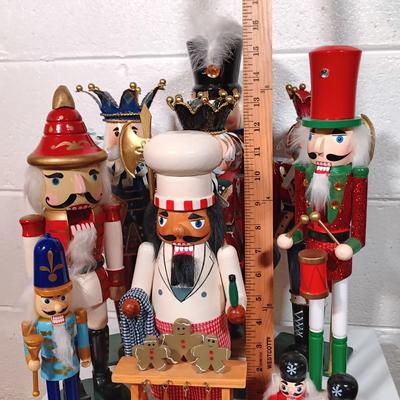 LOT 34: Collection of Nutcrackers with Wood Side Table