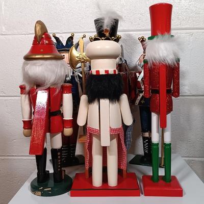 LOT 34: Collection of Nutcrackers with Wood Side Table