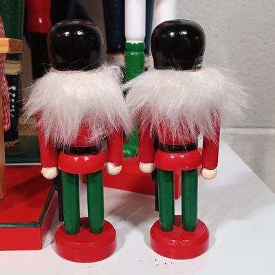 LOT 34: Collection of Nutcrackers with Wood Side Table
