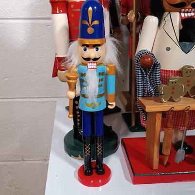 LOT 34: Collection of Nutcrackers with Wood Side Table