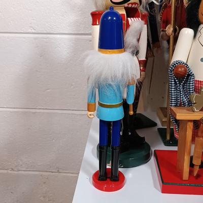 LOT 34: Collection of Nutcrackers with Wood Side Table