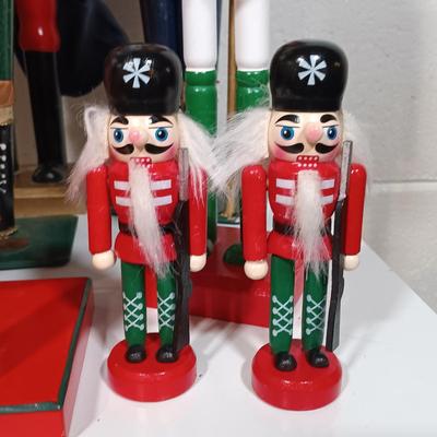 LOT 34: Collection of Nutcrackers with Wood Side Table