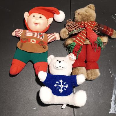LOT 39: Christmas Plush- Cabbage Patch Elf, Homerbest Standing Mouse, HugFun Penguin & More