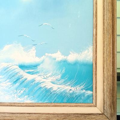 LOT 48: Painting of a Ship by Shirley Collins with Seascape Oil Painting by B. Potõaie