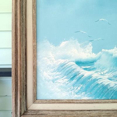 LOT 48: Painting of a Ship by Shirley Collins with Seascape Oil Painting by B. Potõaie
