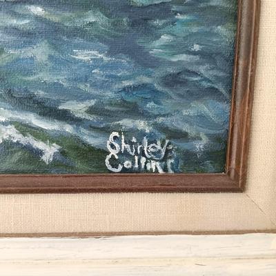 LOT 48: Painting of a Ship by Shirley Collins with Seascape Oil Painting by B. Potõaie