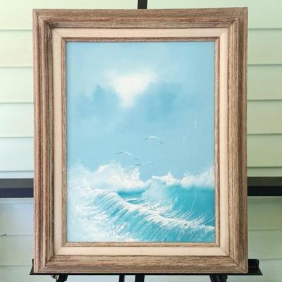 LOT 48: Painting of a Ship by Shirley Collins with Seascape Oil Painting by B. Potõaie